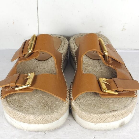 See by Chloe Women's Glyn 38 US7,5 Brown Leather Espadrille Mules Slide Sandals - Picture 5 of 16